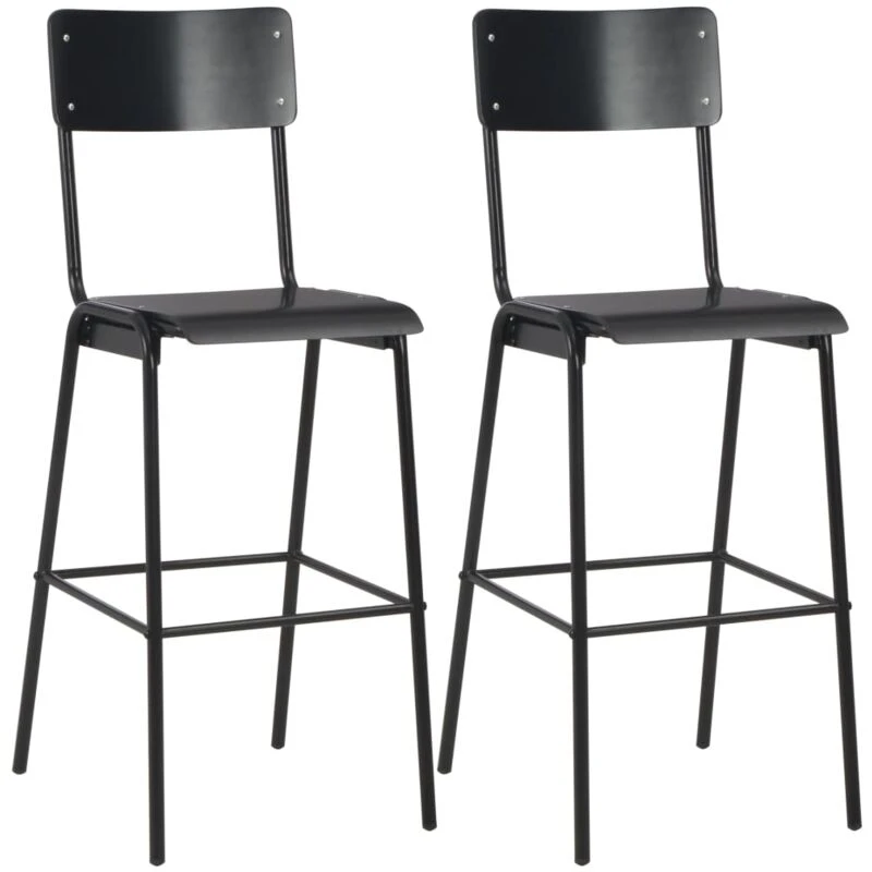 Image of VIDAXL Bar Chairs 2 pcs Black Solid Plywood Steel Vidaxl 280081