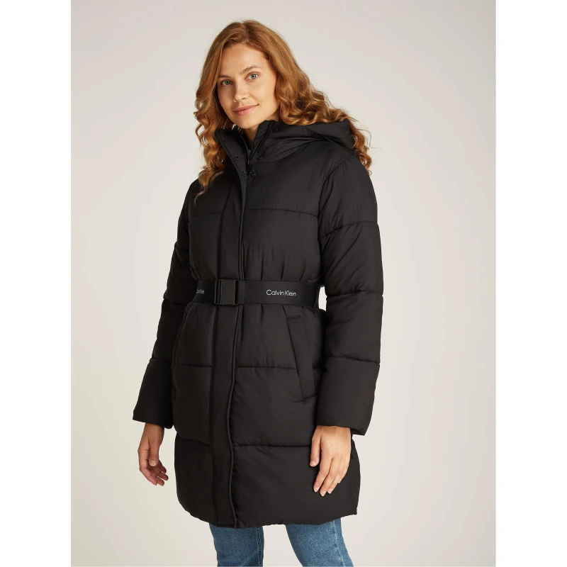 Image of Hooded Padded Jacket with Zip Fastening