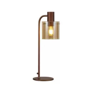 Image of Ghent Large Table Lamp, E27, Mocha, Amber Glass