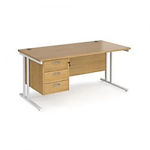 Image of Maestro 25 Cantilever Desk with Three Drawer Pedestal Depth 800mm White