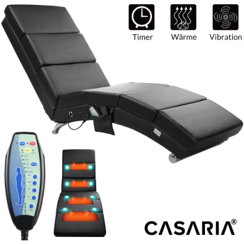 Image of Relaxing Faux Leather Lounger London 8 Massage Points Different Modes Heating Function Modern Design Reclining Faux Leather Black - Casaria