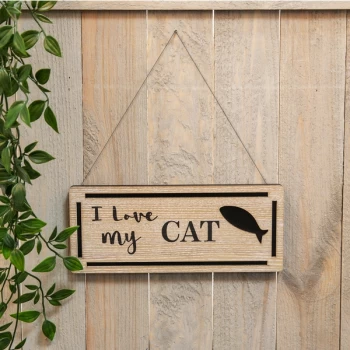 Image of Best of Breed Natural Wood Plaque - I Love My Cat