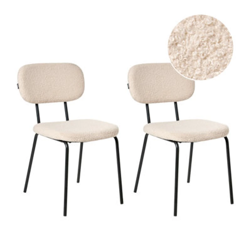 Image of Beliani Set Of 2 Chairs Adair Boucle Beige