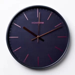 Image of Hometime Round Wall Clock Dark Grey Foil Numbers 30 cm