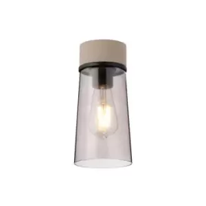 Image of Luminosa Lighting - Luminosa Freedom Ceiling Lamp E27, With Small Cylindrical Cone Smoke Grey Glass Shade Terrazzo Marble, Black