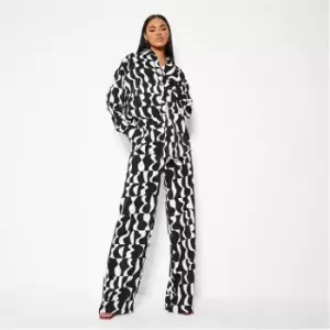 Image of I Saw It First Co Ord Abstract Print Wide Leg Trousers - Black