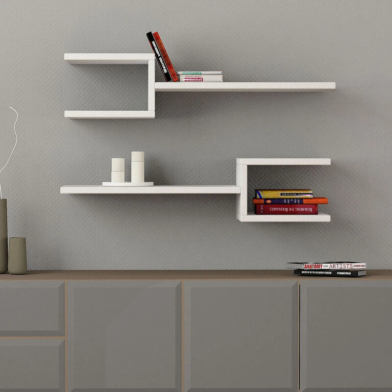 Image of DECORTIE Decortie - Fork Modern Floating Shelf Set 18.2cm Short - White - White M.KT.01.11048.1