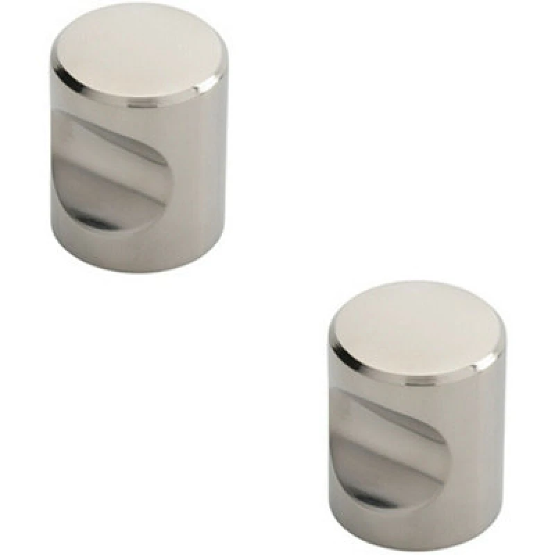 Image of Loops 2x Cylindrical Cupboard Door Knob 25mm Diameter Polished Stainless Steel Handle Metallics unisex