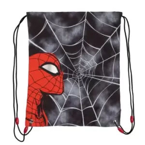 Image of Spider-man - Girls Web Head Tie Dye Drawstring Bag (One Size) (Black/White/Red) - Black/White/Red