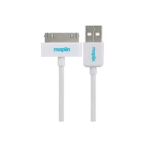 Image of Maplin Premium 30 Pin for Apple to USB A Male Cable White 1.5m