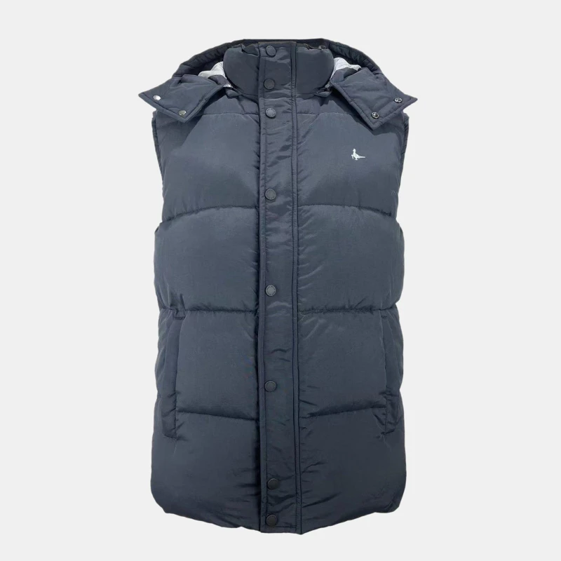 Image of Jack Wills Mens Firstone Waterproof Detachable Hood Synthetic Fill Gilet Black male XS