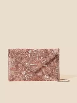 Image of Accessorize Embellished Classic Clutch Bag, Pink, Women
