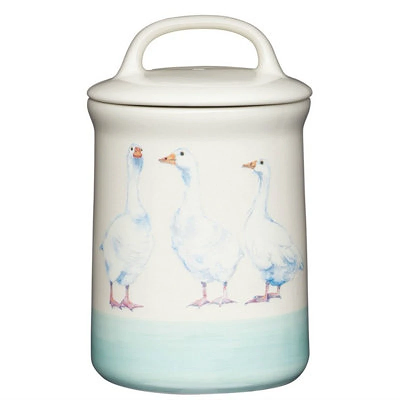 Image of Kitchencraft Apple Farm Geese Sugar Canister in Stoneware Cream