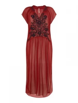 Image of Free People Love Song Embroidered Sheer Maxi Top Red