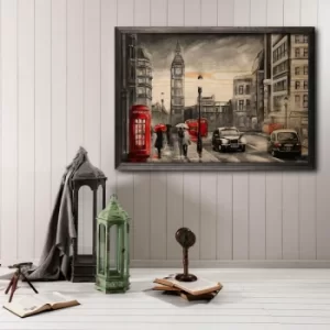 Image of Red C?ty Multicolor Decorative Framed Wooden Painting