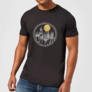 Image of Harry Potter Hogwarts Castle Moon Mens T-Shirt - Black