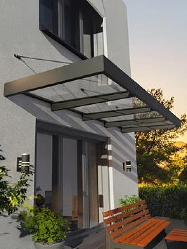 Image of Palram - Canopia Palram Canopia 4000mm XL Sophia Door Awning - Grey Clear