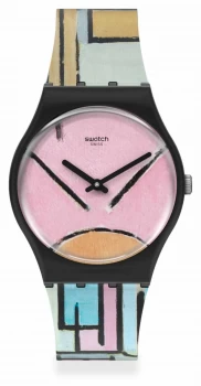 Image of Swatch MoMA COMPOSITION IN OVAL WITH COLOR PLANES 1 GZ350 Watch