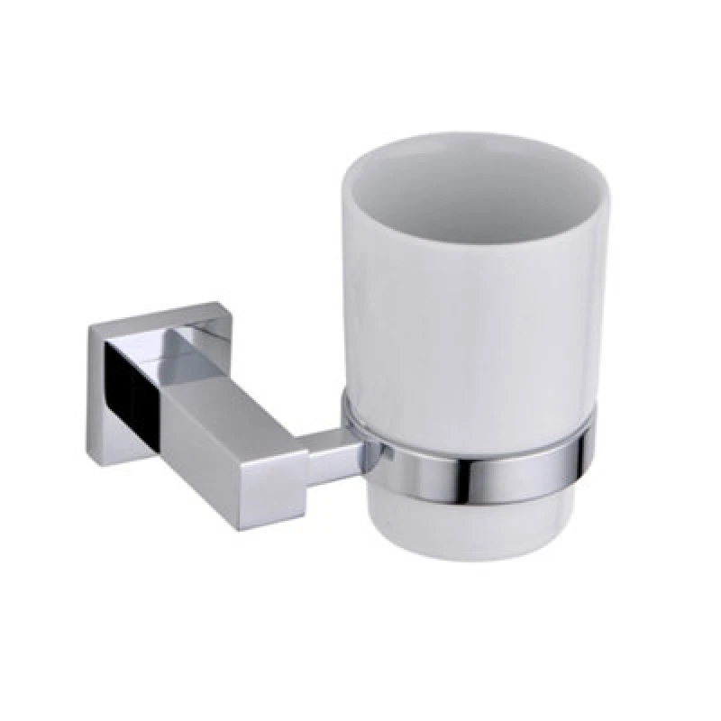 Image of Nes Home Modern Chrome Single Wall Mounted Tumbler Holder Silver unisex