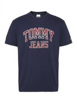 Image of Tommy Jeans Tjm Plaid Collegiate T-Shirt - Navy