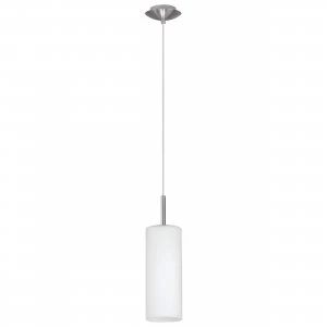 Image of EGLO ES/E27 Troy 3 Satin Nickel Glass Pendant Light 60W - 85977