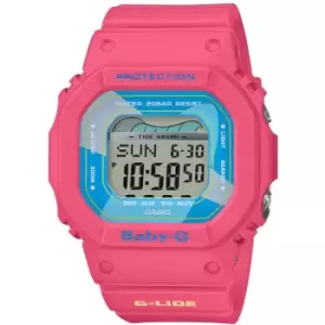 Image of Ladies Casio Pink and LCD Plastic/Resin Quartz Chronograph Watch