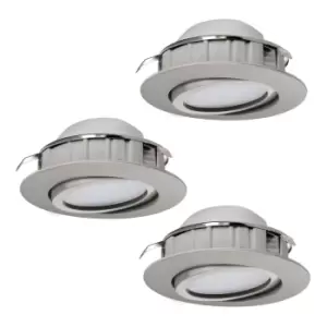 Image of 3 PACK Flush Ceiling Downlight Satin Nickel Adjustable 6W Built in LED