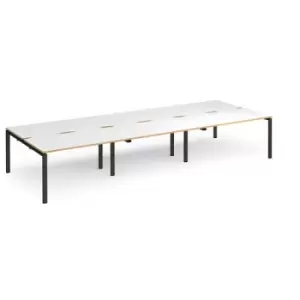 Image of Bench Desk 6 Person Rectangular Desks 4200mm White/Oak Tops With Black Frames 1600mm Depth Adapt