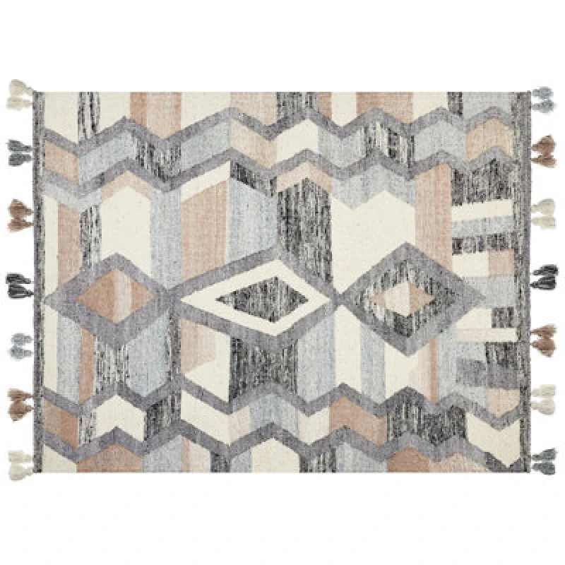 Image of Beliani Rug Aygezard Multicolour 160 X 230 Cm Wool Kilim