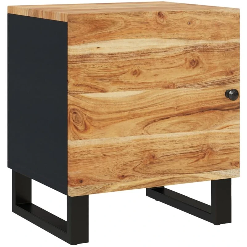 Image of vidaXL Bedside Cabinet 40x33x46cm Solid Wood Acacia, Black 345210