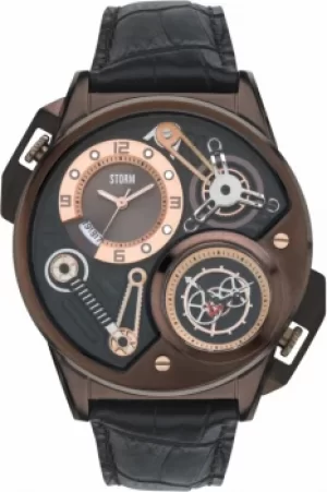 Image of Mens STORM Dualtron Leather Watch DUALTRON-LEATHER-BROWN