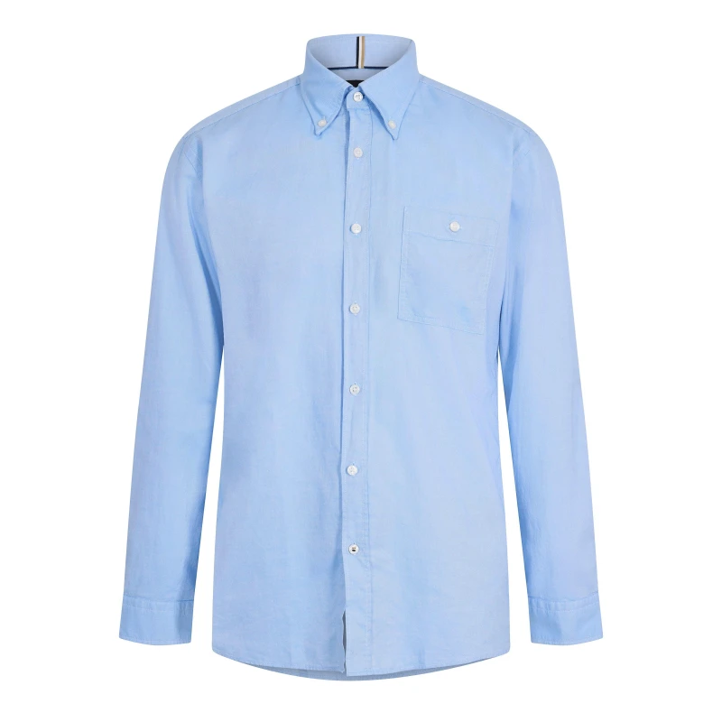 Image of Boss Mens S-ROAN-BD Long Sleeve Oxford Shirt Pastel Blue male S