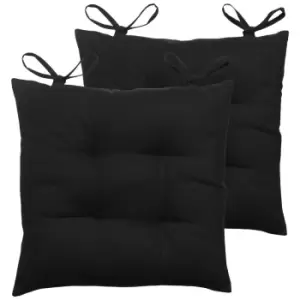 Image of Furn. Cuba Pintuck Polyester Filled Seat Pads With Ties (pack Of 2) Cotton Black