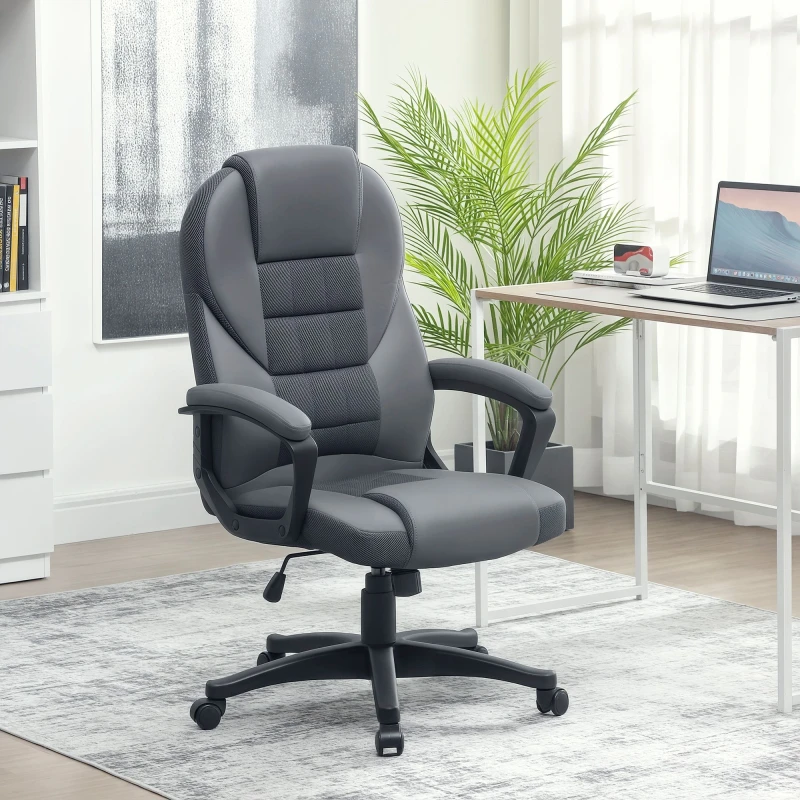 Image of HOMCOM HOMCOM Executive Office Chair with High Back, Computer Chair, Charcoal Grey in Dark Grey Dark Grey One Size Unisex 5063603053427