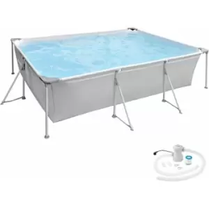 Image of Swimming pool rectangular with pump 300 x 207 x 70cm - outdoor swimming pool, outdoor pool, garden pool - grey - grey