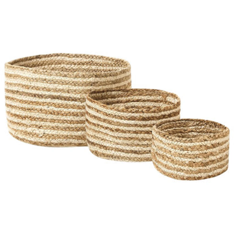 Image of Beliani Set Of 3 Baskets Kahu Jute Natural