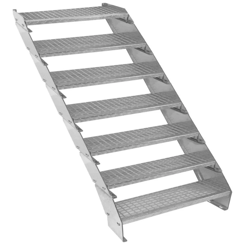 Image of Monstershop Adjustable 7 Section Galvanised Staircase - 900mm Wide Silver