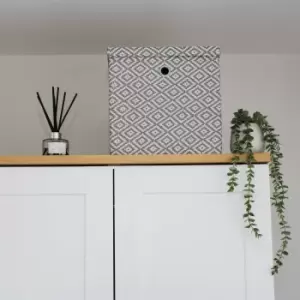 Image of JVL Argyle Foldable Storage Box White and Grey