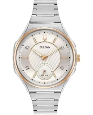 Image of Bulova Curv White Diamond Dial Steel Womens Watch 98P182 98P182