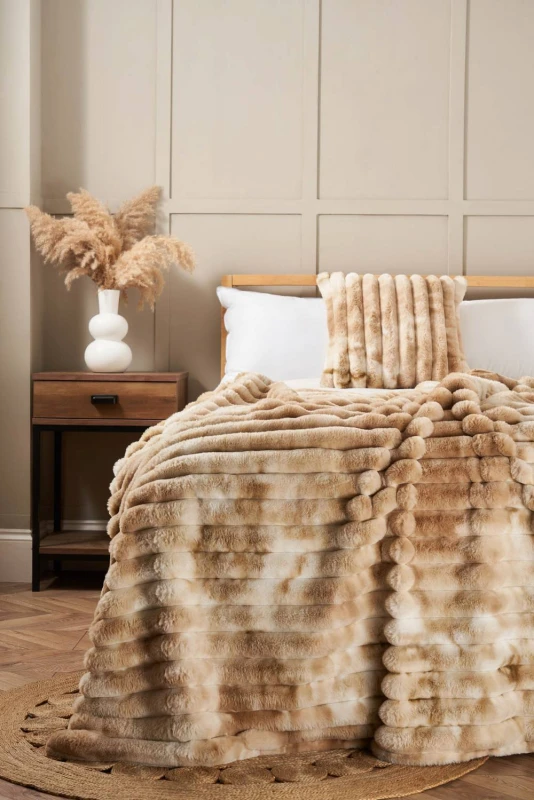 Image of BHS Marled Rib Throw in Natural Natural Unisex