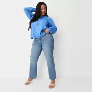 Image of Missguided Plus Clean Distressed Dad Jeans - Blue