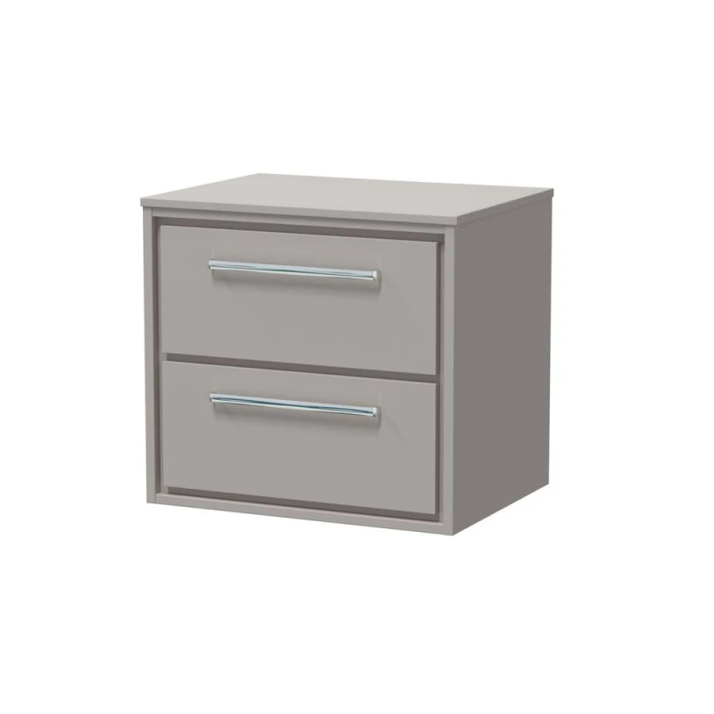 Image of Balterley 600mm Wall Hung 2-Drawer Vanity with Worktop - Pebble Grey Grey Unisex