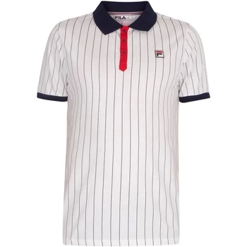 Image of Fila BB1 Vintage Striped Polo Shirt mens Polo shirt in White - Sizes UK XXL,UK 3XL