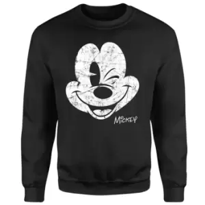 Image of Mickey Mouse Worn Face Sweatshirt - Black - M - Black