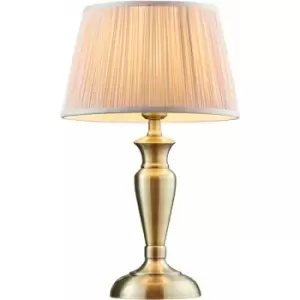 Image of Loops - Table Lamp Antique Brass & Dusky Pink Silk 60W E27 Base & Shade e10527