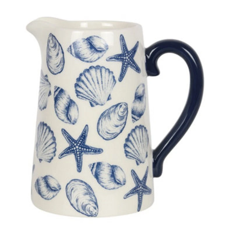 Image of Something Different Something Different Coastal Charm Seashells Ceramic Flower Jug in White White One Size Unisex 5059958976849