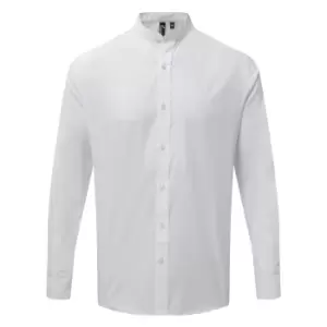 Image of Premier Adults Unisex Long Sleeve Grandad Shirt (S) (White)