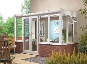 Image of Wickes Lean To Dwarf Wall White Conservatory - 8 x 8 ft
