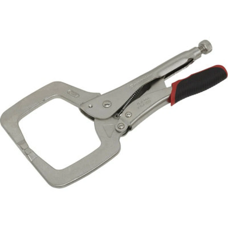 Image of Loops 280mm Locking C-Clamp Pliers - 0-90mm Jaw Capacity - Knurled Adjustment Screw Multi