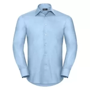 Image of Russell Collection Mens Long Sleeve Easy Care Tailored Oxford Shirt (15.5inch) (Oxford Blue)